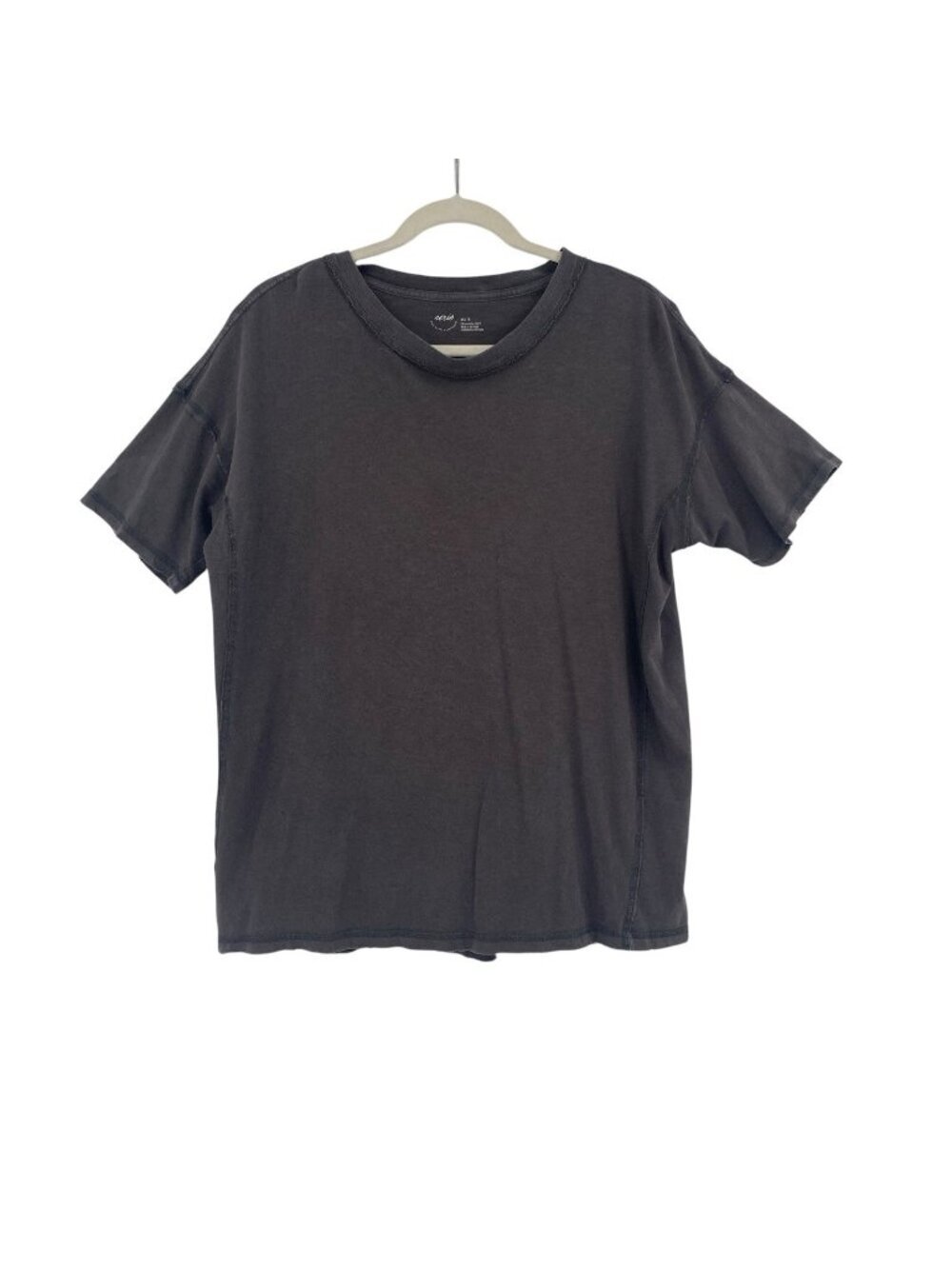 Aerie Size XS Oversized Washed Gray T-Shirt Raw Exposed Seams Distressed